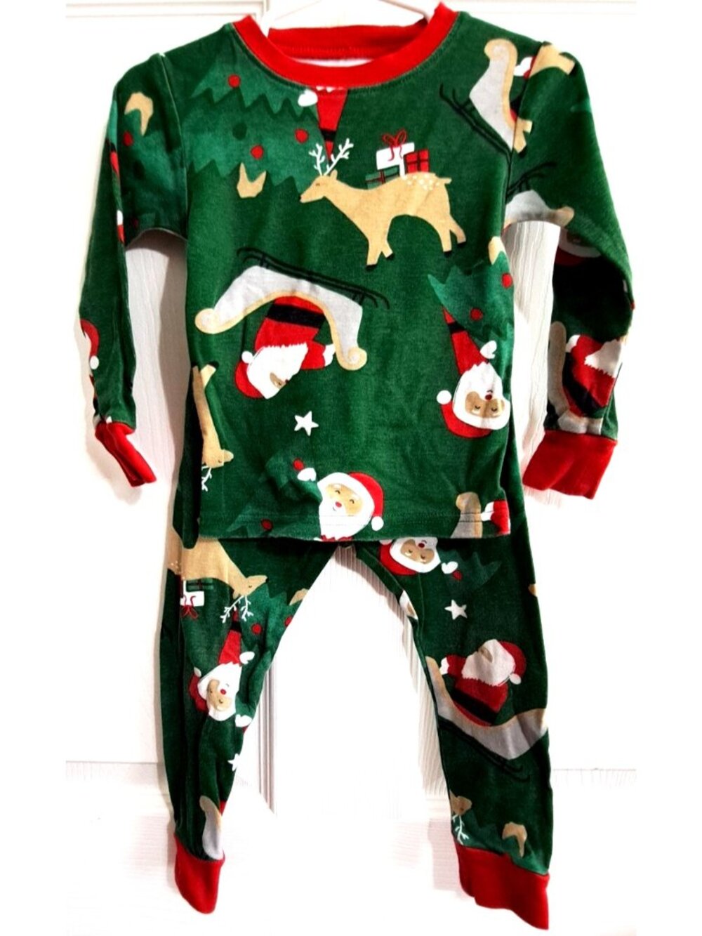 Carter's Boys 2T Christmas Themed Cotton Multicolor Pajama Set